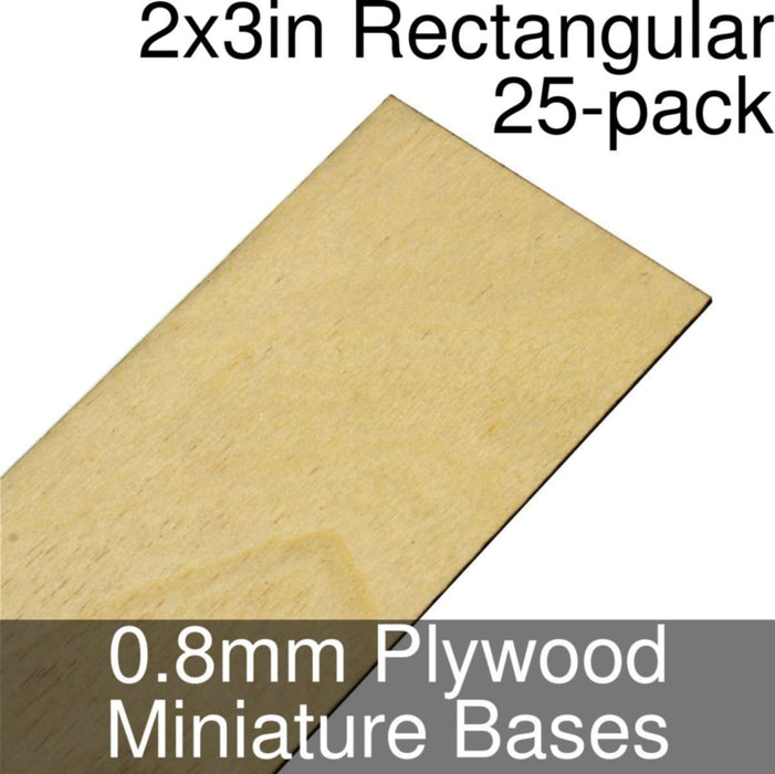 Miniature Bases, Rectangular, 2x3inch, 0.8mm Plywood (25)-Miniature Bases-LITKO Game Accessories