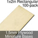 Miniature Bases, Rectangular, 1x2inch, 1.5mm Plywood (100) - LITKO Game Accessories