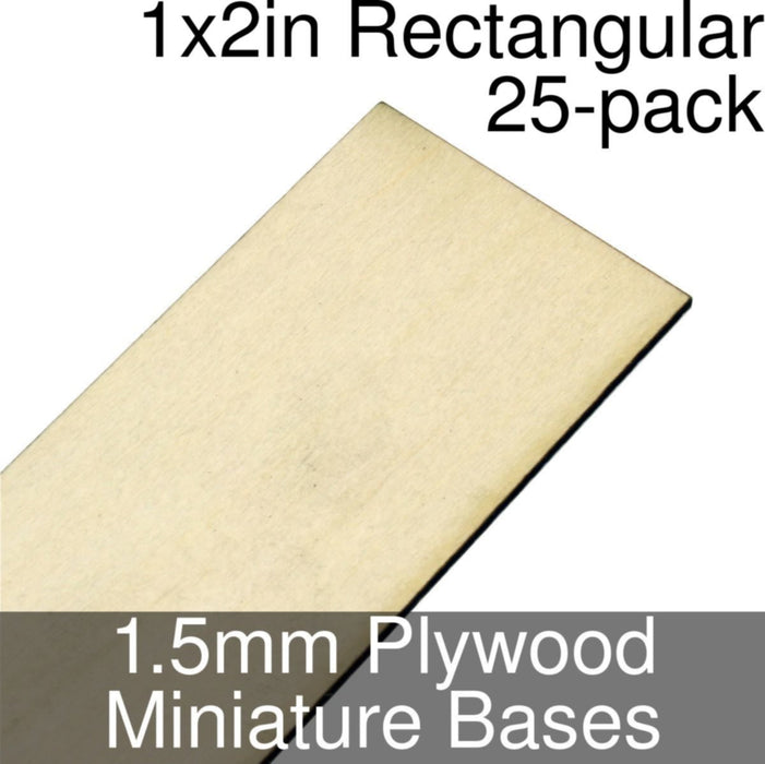 Miniature Bases, Rectangular, 1x2inch, 1.5mm Plywood (25)-Miniature Bases-LITKO Game Accessories