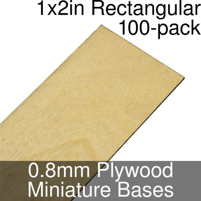 Miniature Bases, Rectangular, 1x2inch, 0.8mm Plywood (100)-Miniature Bases-LITKO Game Accessories