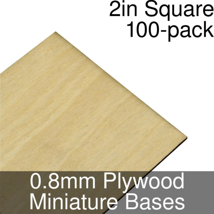 Miniature Bases, Square, 2inch, 0.8mm Plywood (100) - LITKO Game Accessories