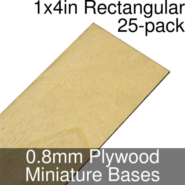 Miniature Bases, Rectangular, 1x4inch, 0.8mm Plywood (25)-Miniature Bases-LITKO Game Accessories