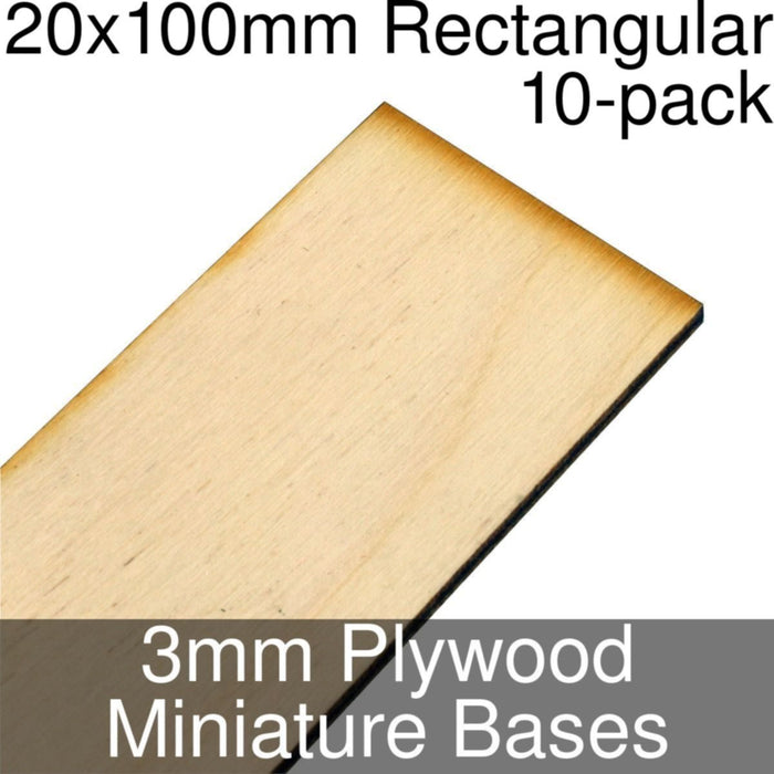 Miniature Bases, Rectangular, 20x100mm, 3mm Plywood (10)-Miniature Bases-LITKO Game Accessories