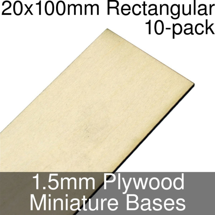 Miniature Bases, Rectangular, 20x100mm, 1.5mm Plywood (10)-Miniature Bases-LITKO Game Accessories