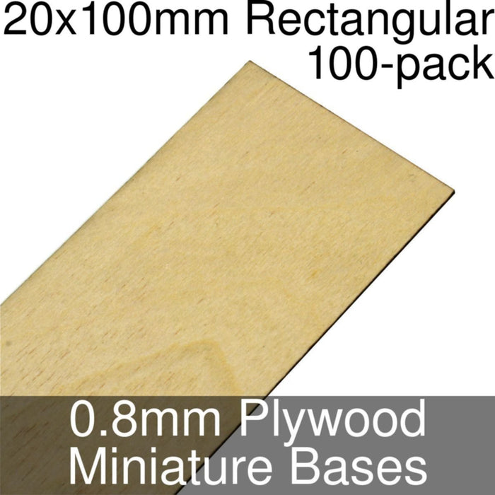 Miniature Bases, Rectangular, 20x100mm, 0.8mm Plywood (100)-Miniature Bases-LITKO Game Accessories