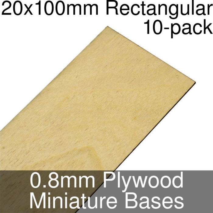 Miniature Bases, Rectangular, 20x100mm, 0.8mm Plywood (10)-Miniature Bases-LITKO Game Accessories