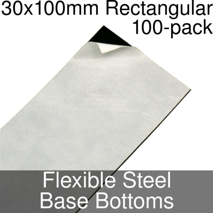Miniature Base Bottoms, Rectangular, 30x100mm, Flexible Steel (100) - LITKO Game Accessories