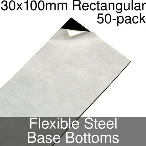 Miniature Base Bottoms, Rectangular, 30x100mm, Flexible Steel (50)-Miniature Bases-LITKO Game Accessories