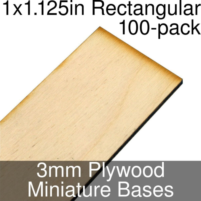 Miniature Bases, Rectangular, 1x1.125inch, 3mm Plywood (100) - LITKO Game Accessories