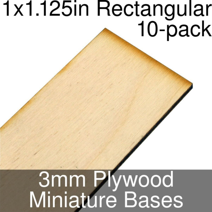 Miniature Bases, Rectangular, 1x1.125inch, 3mm Plywood (10)-Miniature Bases-LITKO Game Accessories