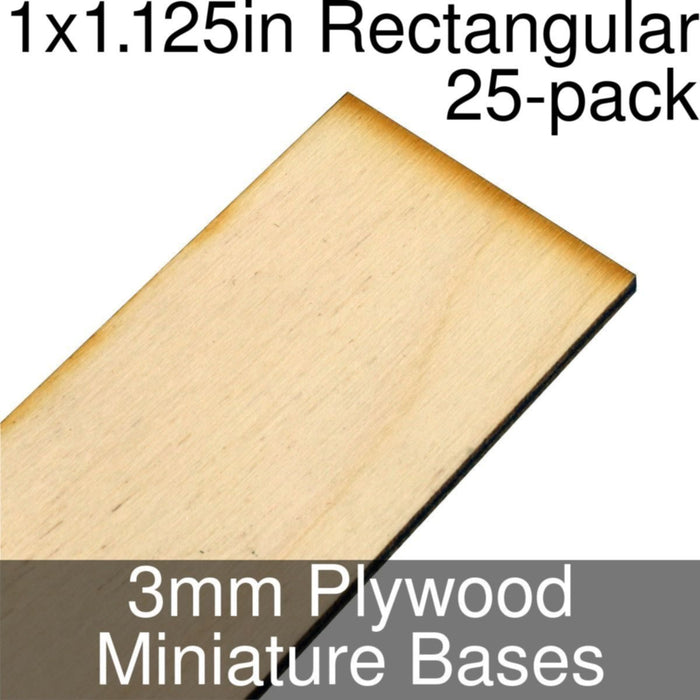 Miniature Bases, Rectangular, 1x1.125inch, 3mm Plywood (25)-Miniature Bases-LITKO Game Accessories