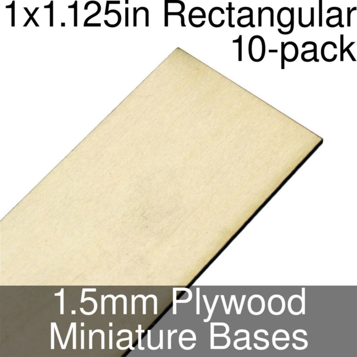 Miniature Bases, Rectangular, 1x1.125inch, 1.5mm Plywood (10)-Miniature Bases-LITKO Game Accessories