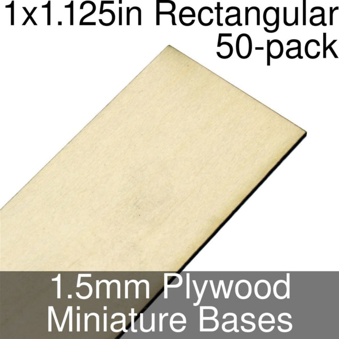 Miniature Bases, Rectangular, 1x1.125inch, 1.5mm Plywood (50)-Miniature Bases-LITKO Game Accessories