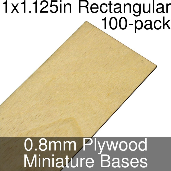 Miniature Bases, Rectangular, 1x1.125inch, 0.8mm Plywood (100) - LITKO Game Accessories