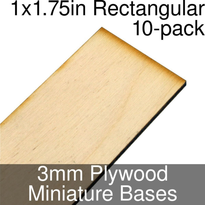 Miniature Bases, Rectangular, 1x1.75inch, 3mm Plywood (10)-Miniature Bases-LITKO Game Accessories