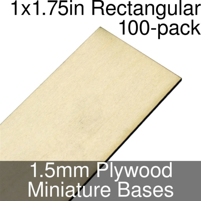 Miniature Bases, Rectangular, 1x1.75inch, 1.5mm Plywood (100)-Miniature Bases-LITKO Game Accessories