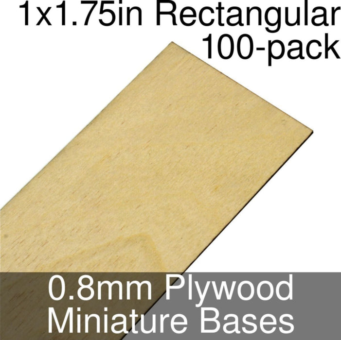 Miniature Bases, Rectangular, 1x1.75inch, 0.8mm Plywood (100)-Miniature Bases-LITKO Game Accessories