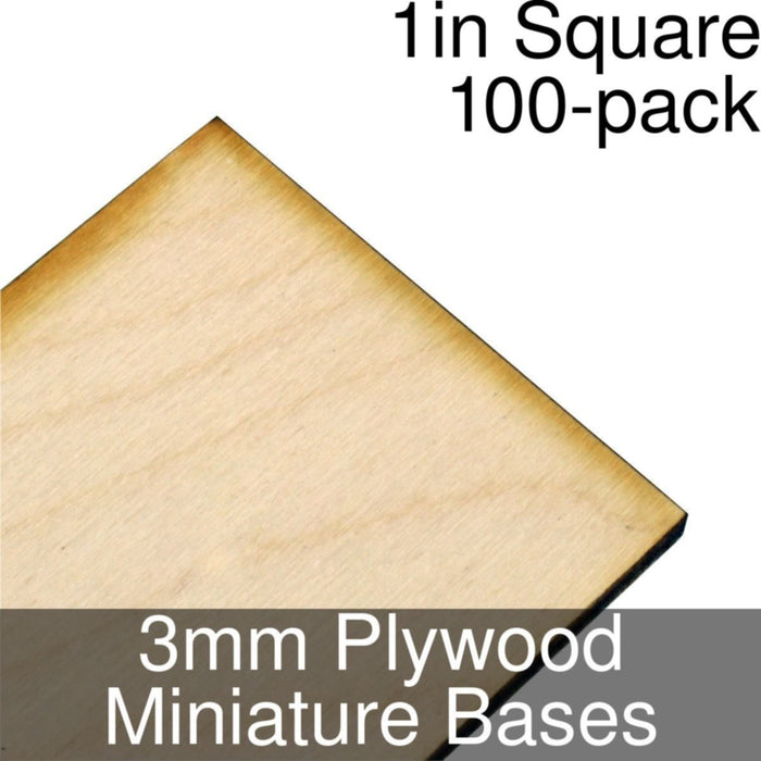 Miniature Bases, Square, 1inch, 3mm Plywood (100)-Miniature Bases-LITKO Game Accessories