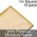 Miniature Bases, Square, 1inch, 3mm Plywood (10)-Miniature Bases-LITKO Game Accessories