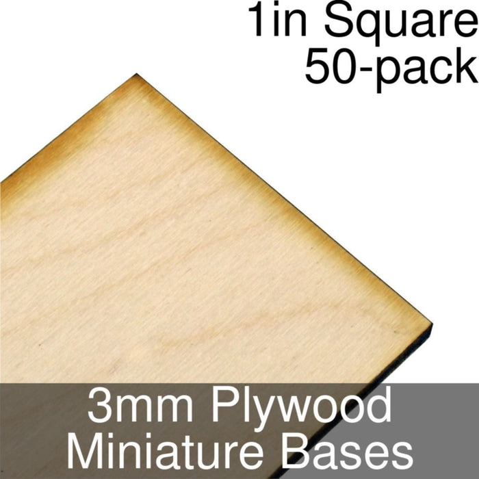 Miniature Bases, Square, 1inch, 3mm Plywood (50)-Miniature Bases-LITKO Game Accessories