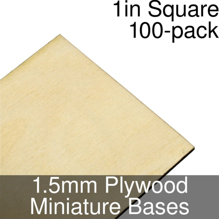 Miniature Bases, Square, 1inch, 1.5mm Plywood (100)-Miniature Bases-LITKO Game Accessories