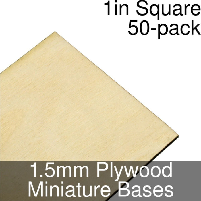 Miniature Bases, Square, 1inch, 1.5mm Plywood (50)-Miniature Bases-LITKO Game Accessories