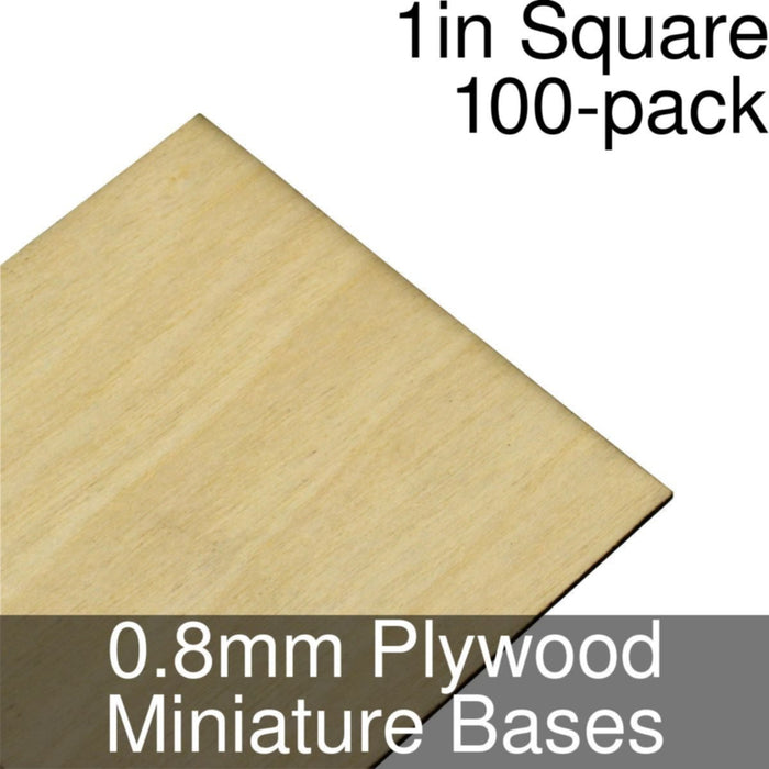 Miniature Bases, Square, 1inch, 0.8mm Plywood (100)-Miniature Bases-LITKO Game Accessories