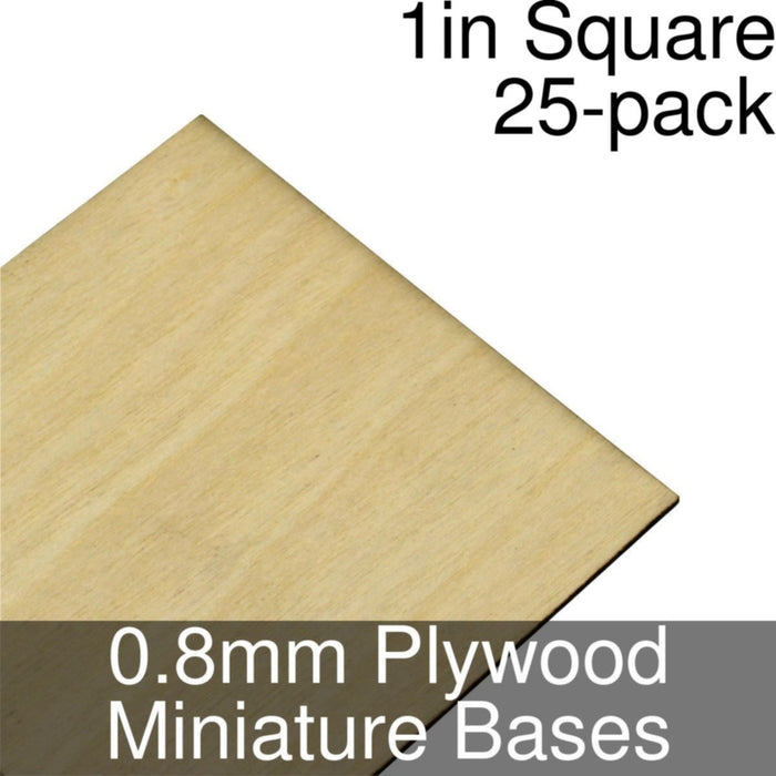 Miniature Bases, Square, 1inch, 0.8mm Plywood (25)-Miniature Bases-LITKO Game Accessories