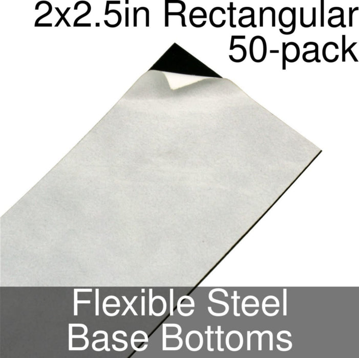 Miniature Base Bottoms, Rectangular, 2x2.5inch, Flexible Steel (50) - LITKO Game Accessories