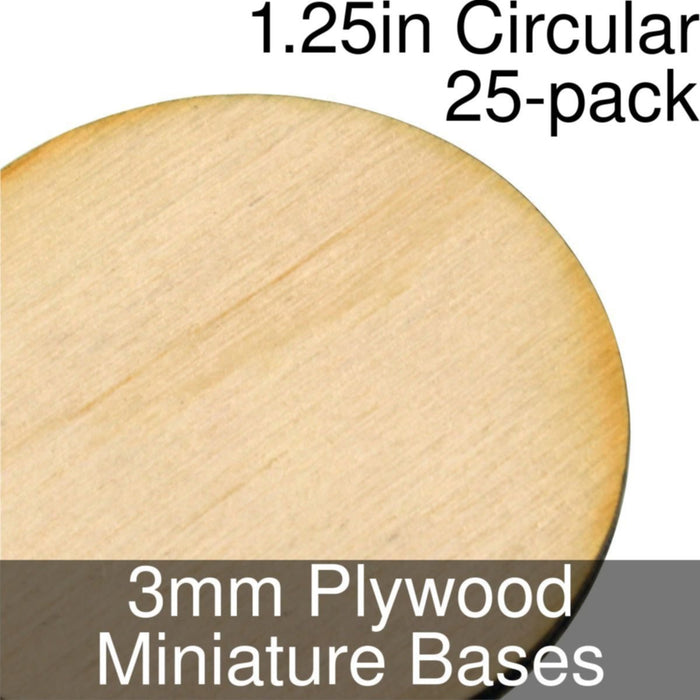 Miniature Bases, Circular, 1.25inch, 3mm Plywood (25)-Miniature Bases-LITKO Game Accessories