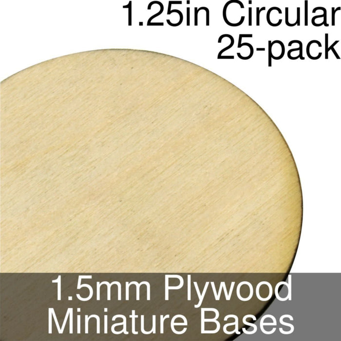 Miniature Bases, Circular, 1.25inch, 1.5mm Plywood (25) - LITKO Game Accessories