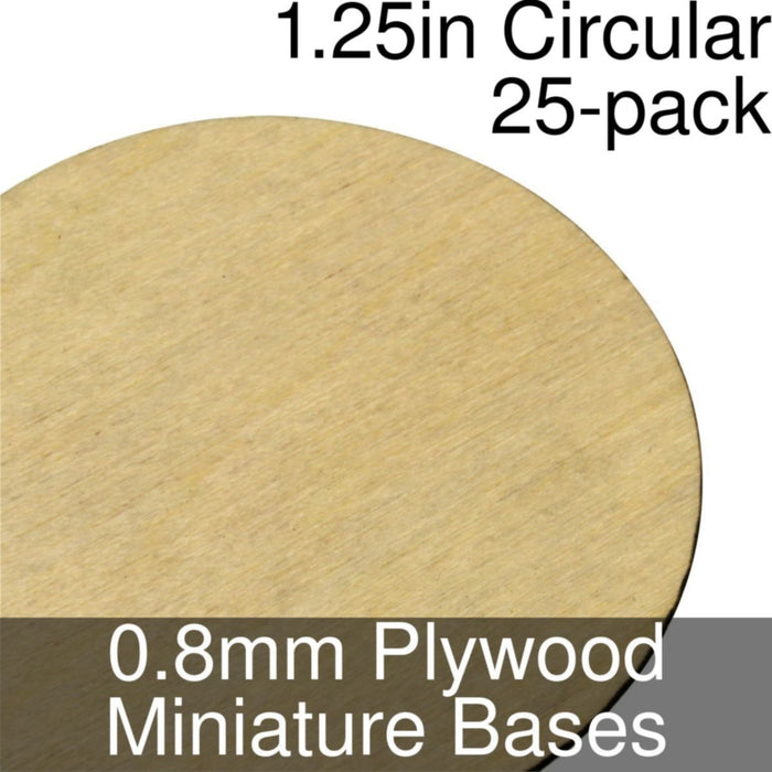 Miniature Bases, Circular, 1.25inch, 0.8mm Plywood (25)-Miniature Bases-LITKO Game Accessories