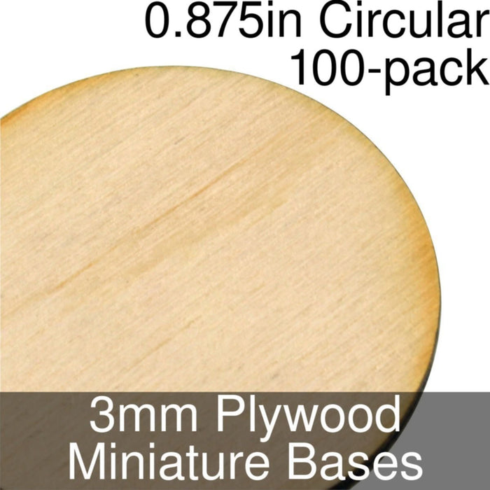 Miniature Bases, Circular, 0.875inch, 3mm Plywood (100)-Miniature Bases-LITKO Game Accessories