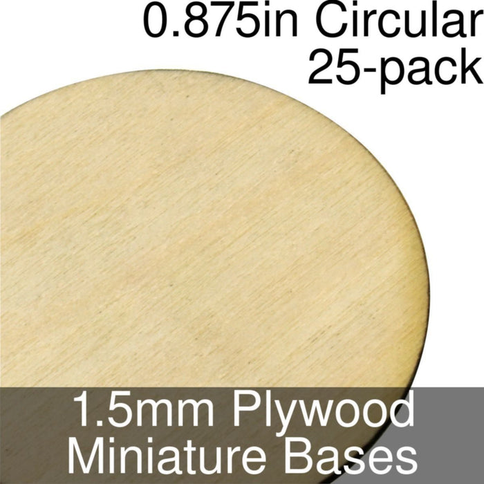 Miniature Bases, Circular, 0.875inch, 1.5mm Plywood (25)-Miniature Bases-LITKO Game Accessories