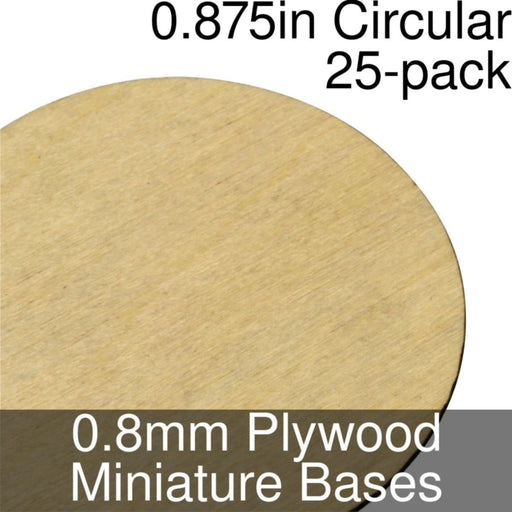 Miniature Bases, Circular, 0.875inch, 0.8mm Plywood (25)-Miniature Bases-LITKO Game Accessories