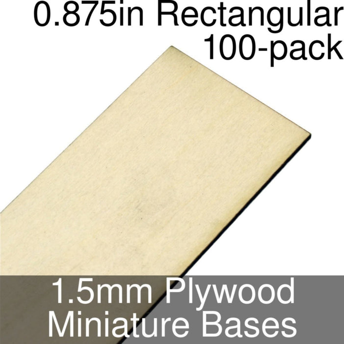 Miniature Bases, Rectangular, 0.875inch, 1.5mm Plywood (100)-Miniature Bases-LITKO Game Accessories