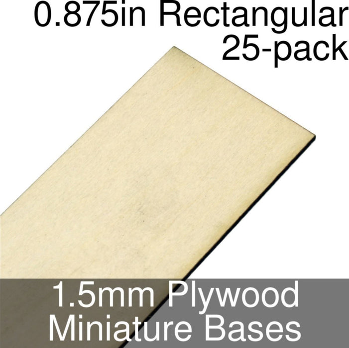 Miniature Bases, Rectangular, 0.875inch, 1.5mm Plywood (25)-Miniature Bases-LITKO Game Accessories