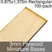Miniature Bases, Rectangular, 0.875x1.375inch, 3mm Plywood (100)-Miniature Bases-LITKO Game Accessories