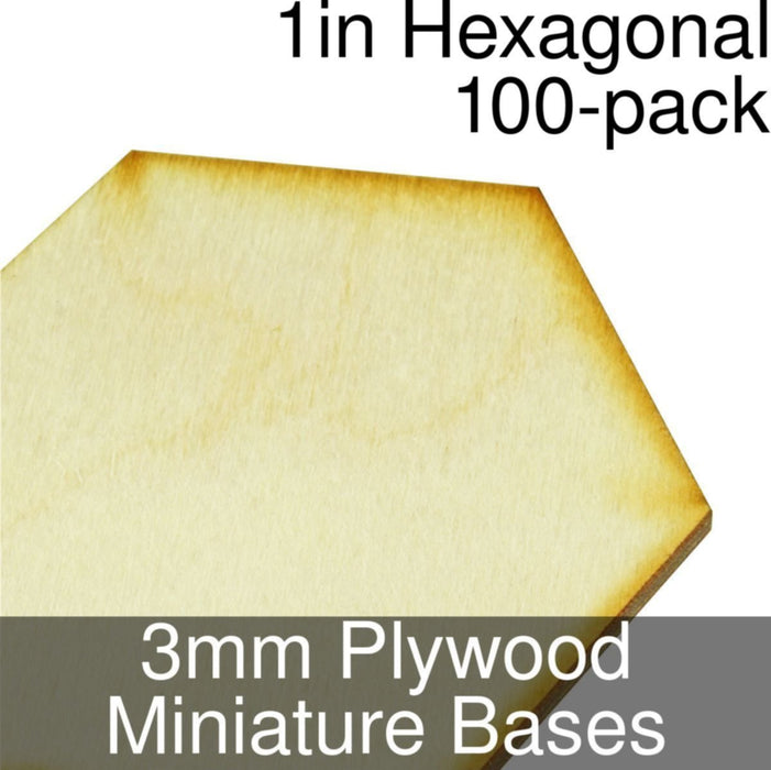 Miniature Bases, Hexagonal, 1inch, 3mm Plywood (100)-Miniature Bases-LITKO Game Accessories