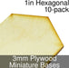 Miniature Bases, Hexagonal, 1inch, 3mm Plywood (10)-Miniature Bases-LITKO Game Accessories