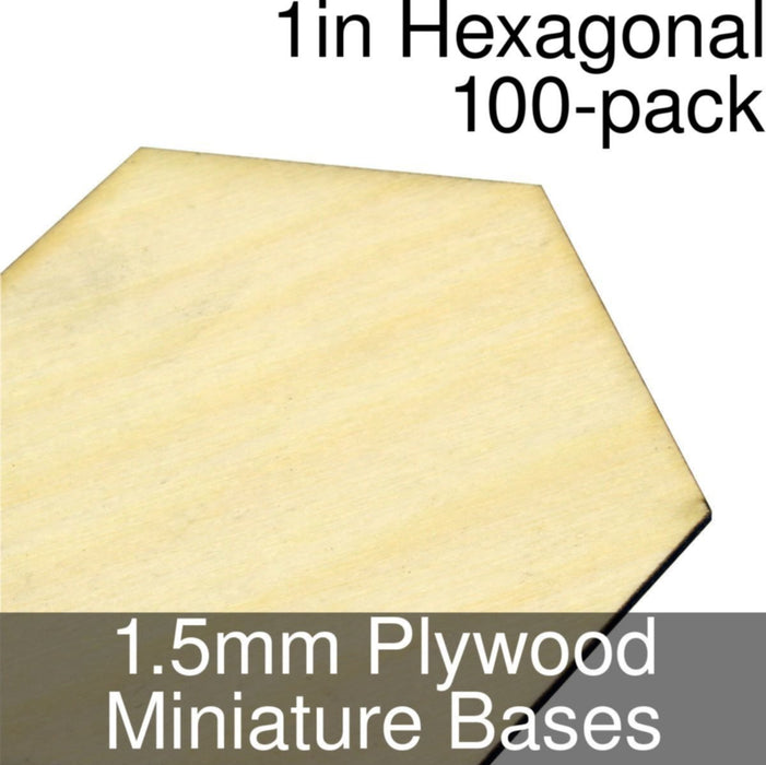 Miniature Bases, Hexagonal, 1inch, 1.5mm Plywood (100)-Miniature Bases-LITKO Game Accessories