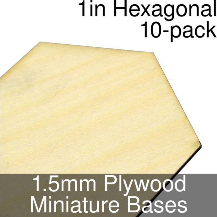 Miniature Bases, Hexagonal, 1inch, 1.5mm Plywood (10)-Miniature Bases-LITKO Game Accessories