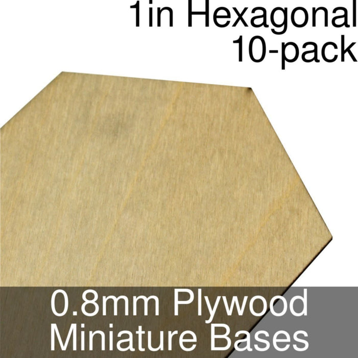 Miniature Bases, Hexagonal, 1inch, 0.8mm Plywood (10)-Miniature Bases-LITKO Game Accessories