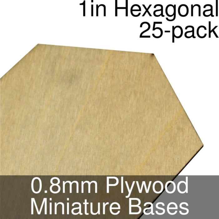 Miniature Bases, Hexagonal, 1inch, 0.8mm Plywood (25)-Miniature Bases-LITKO Game Accessories