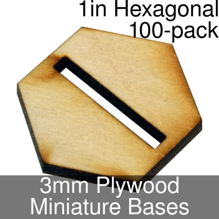 Miniature Bases, Hexagonal, 1in (Slotted), 3mm Plywood (100)-Miniature Bases-LITKO Game Accessories