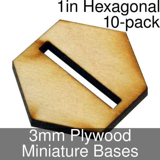 Miniature Bases, Hexagonal, 1in (Slotted), 3mm Plywood (10)-Miniature Bases-LITKO Game Accessories