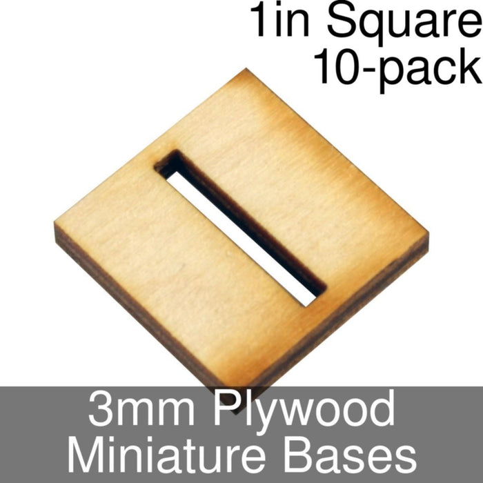Miniature Bases, Square, 1in (Slotted), 3mm Plywood (10)-Miniature Bases-LITKO Game Accessories