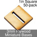 Miniature Bases, Square, 1in (Slotted), 3mm Plywood (50)-Miniature Bases-LITKO Game Accessories
