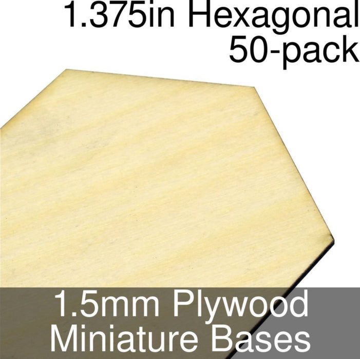 Miniature Bases, Hexagonal, 1.375inch, 1.5mm Plywood (50)-Miniature Bases-LITKO Game Accessories
