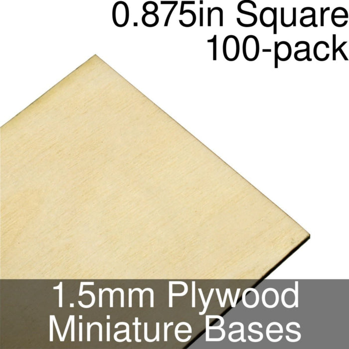 Miniature Bases, Square, 0.875inch, 1.5mm Plywood (100)-Miniature Bases-LITKO Game Accessories